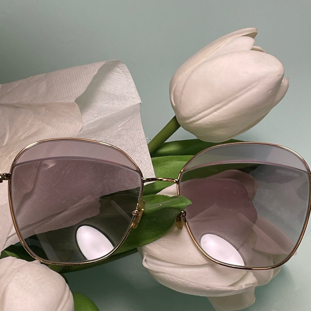 Miu Miu Gold & tortoise Purplish gray Sunglasse Square aviator Frames with case - Picture 10 of 17